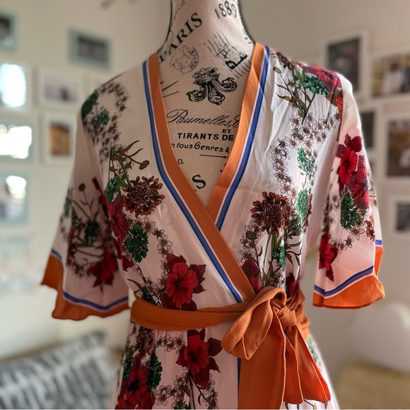 Sandro Printed Silk Midi Wrap Dress - Picture 4 of 13